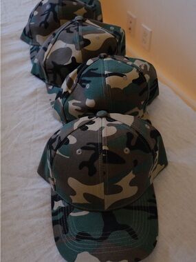 Set of 4 Camo Baseball Caps - Green Camouflage